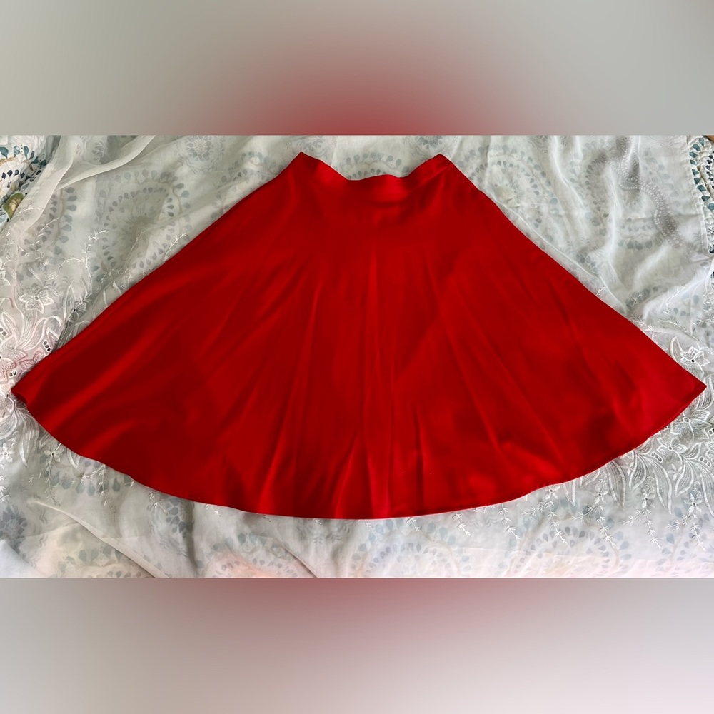 Red Retro ModCloth Circle Skirt with Pockets